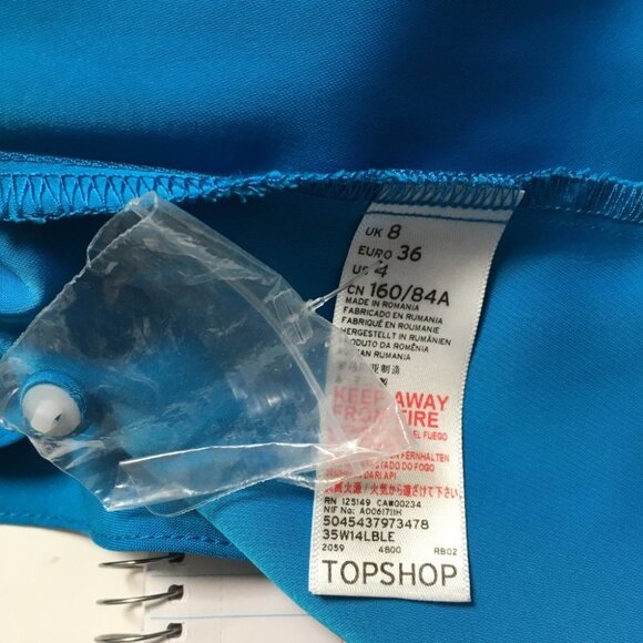 Topshop Assymetrical Blue Dress Sleeveless Size 4 - Picture 8 of 9